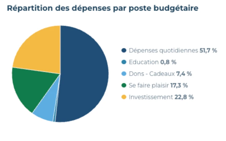 Graphique Money Start présentant la répartition des dépenses par poste budgétaire.